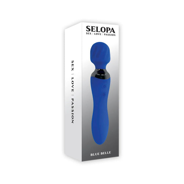 Selopa Blue Belle Rechargeable Dual - Ended Wand Vibrator Silicone Blue - TruLuv Novelties