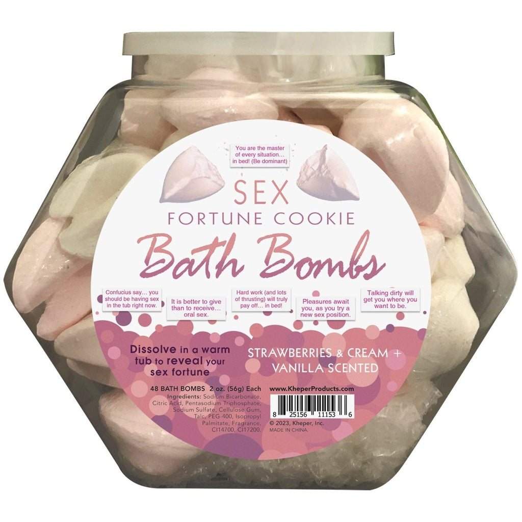 Sex Fortune Cookie Bath Bomb Fishbowl Display of 48 Units - Strawberry Cream and Vanilla - TruLuv Novelties