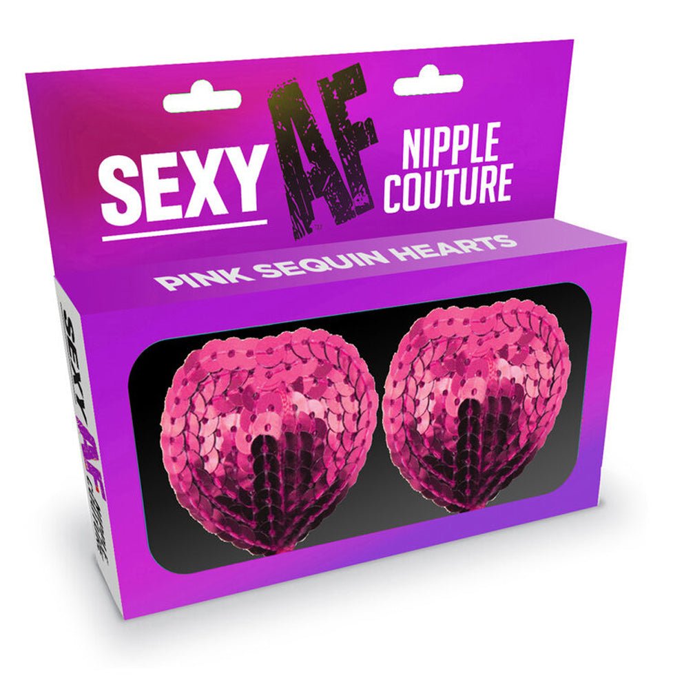 Sexy Af Nipple Couture Pink Sequin Hearts - TruLuv Novelties