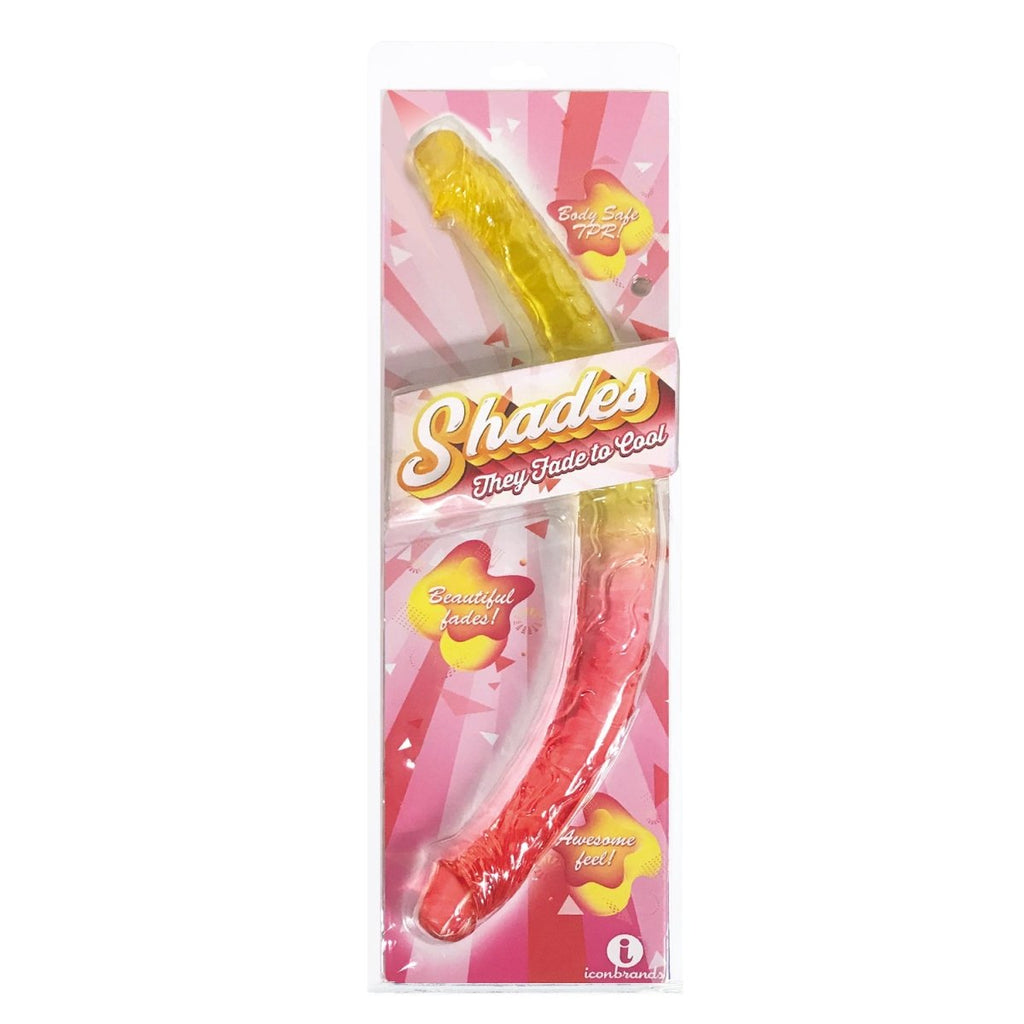 Shades - 17 Inch Double Dong - Pink and Yellow - TruLuv Novelties