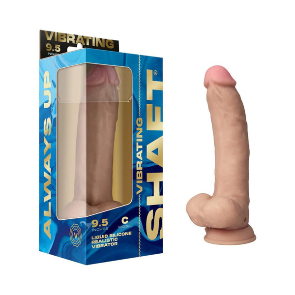 Shaft Vibrating Model C: 9.5 in. Dual Density Silicone Dildo Pine - TruLuv Novelties
