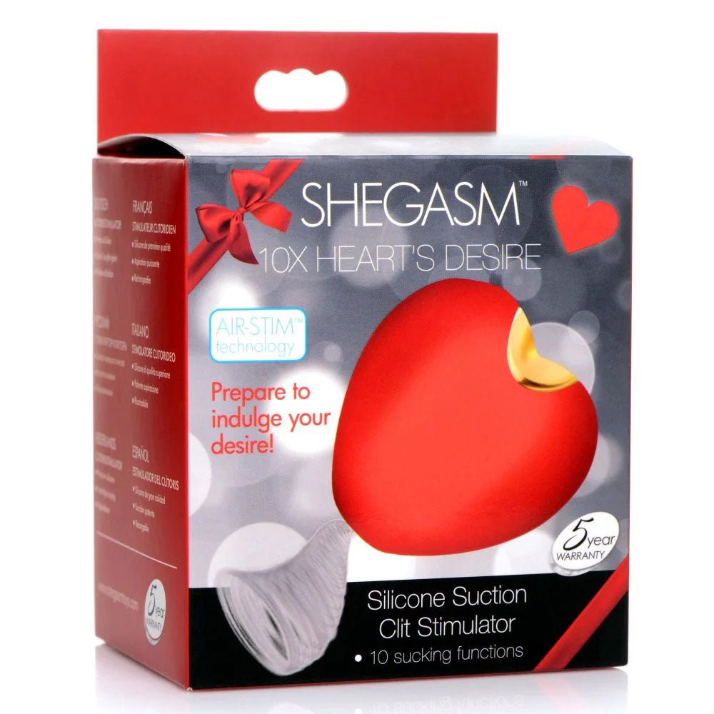 Shegasm 10x Heart Desire Silicone Suction Clit Stimulator - Red - TruLuv Novelties