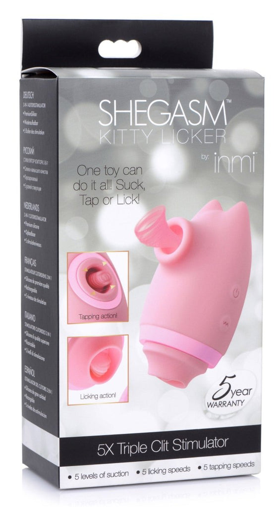 Shegasm Kitty Licker 5x Triple Clit Stimulator - Pink - TruLuv Novelties