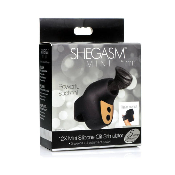 Shegasm Mini 12X Mini Silicone Clit Stimulator Black - TruLuv Novelties