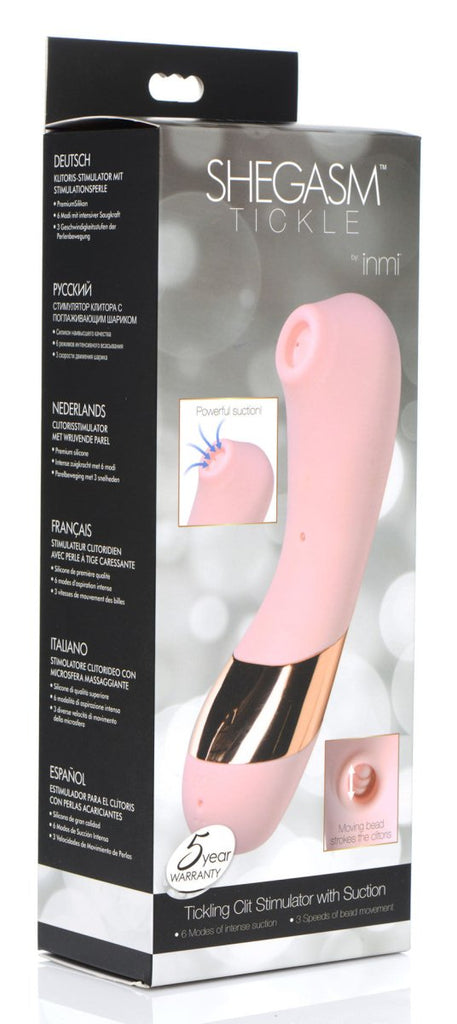 Shegasm Tickle Tickling Clit Stimulator With Suction - Pink - TruLuv Novelties