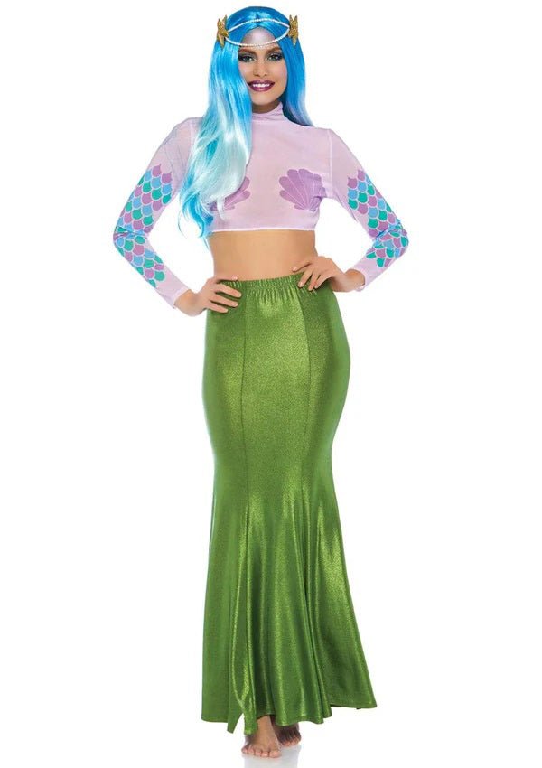 Shimmer Spandex Mermaid Costume Maxi Skirt - Small - Medium - Green - TruLuv Novelties