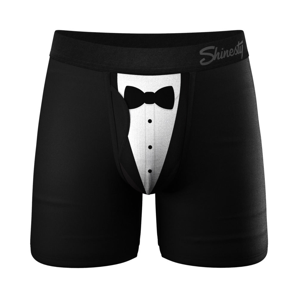Shinesty The 009 Black Tuxedo Ball Hammock Pouch Underwear with Fly S - TruLuv Novelties