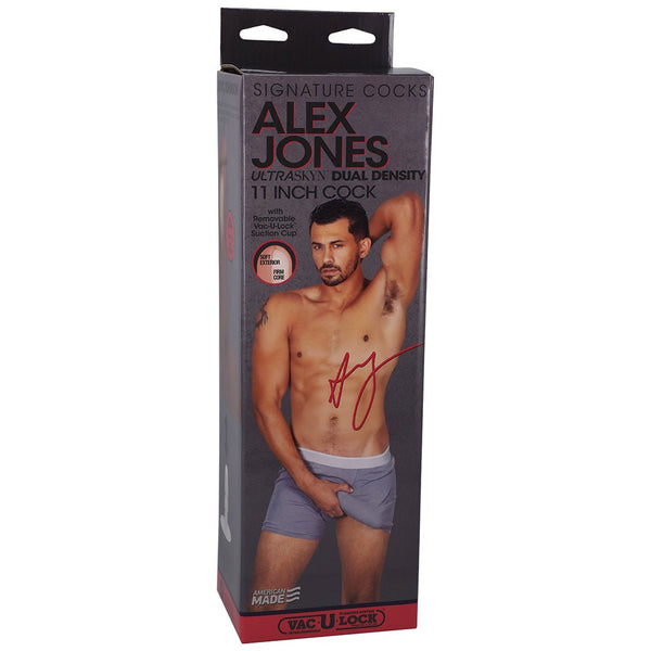Signature Cocks Alex Jones ULTRASKYN 11 in. Dual Density Dildo with Removable Vac - U - Lock Suction Cup Tan - TruLuv Novelties