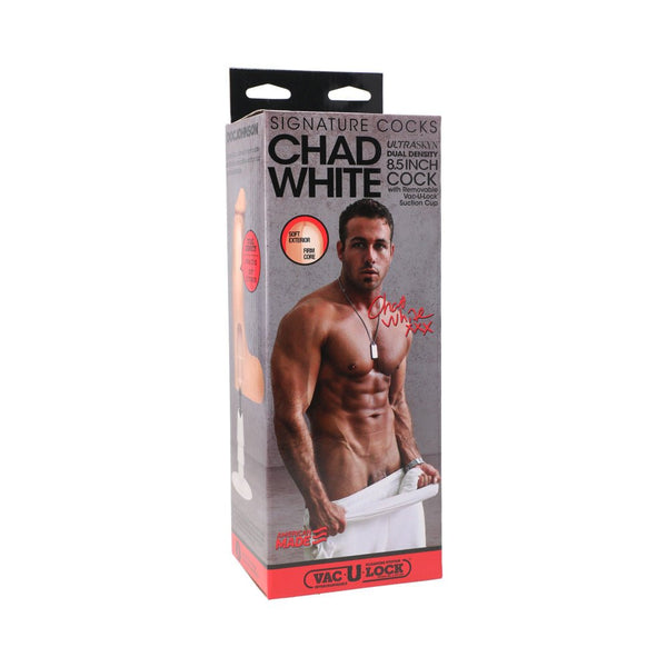 Signature Cocks - Chad White 8.5 Inch ULTRASKYN Cock with Removable Vac-U-Lock Suction Cup Vanilla - TruLuv Novelties