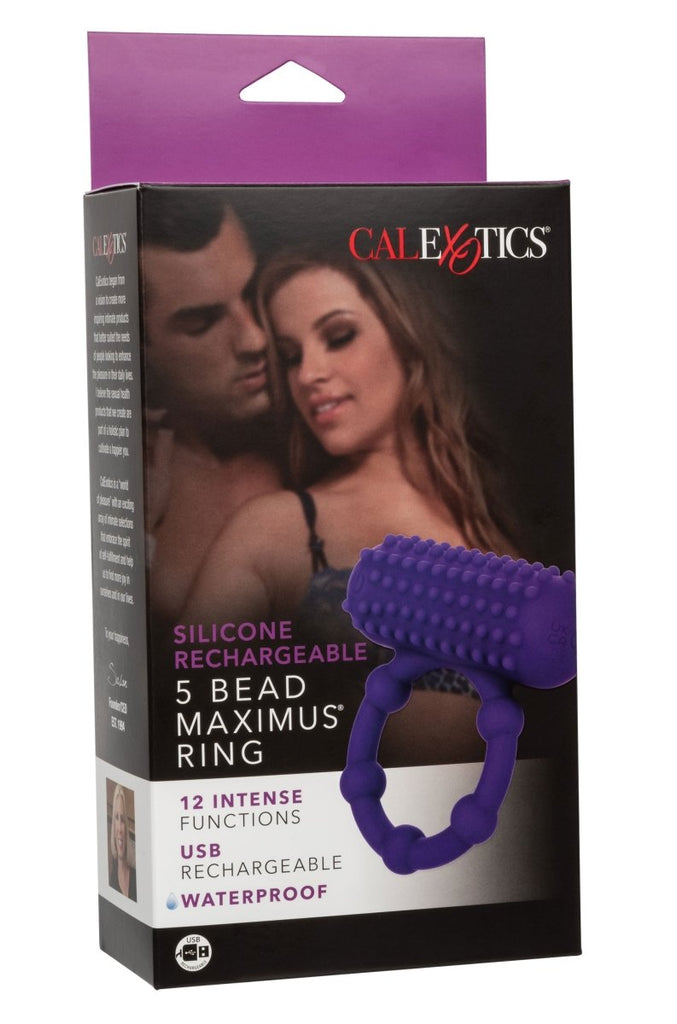 Silicone Rechargeable 5 Bead Maximus Ring - Purple - TruLuv Novelties