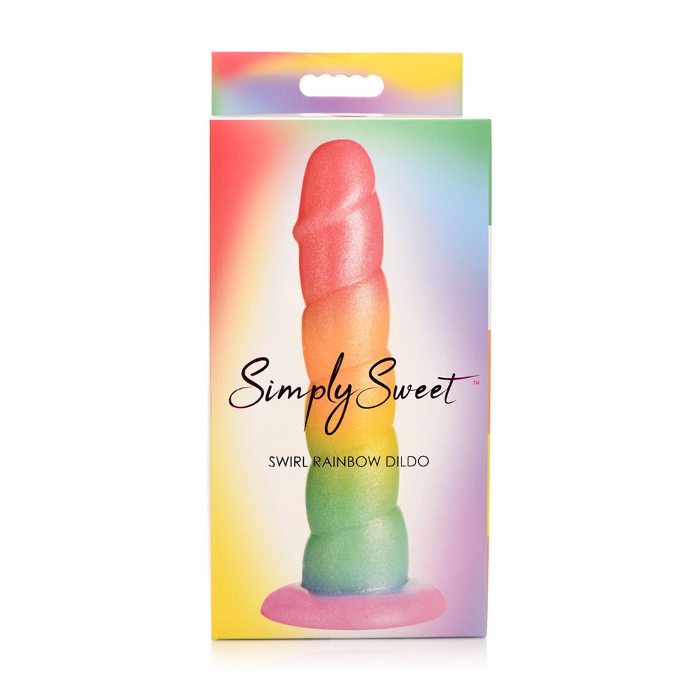 Simply Sweet Swirl 6.5 in. Silicone Dildo Rainbow - TruLuv Novelties