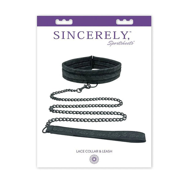 Sincerely, Sportsheets Lace Adjustable Collar & Leash Black - TruLuv Novelties