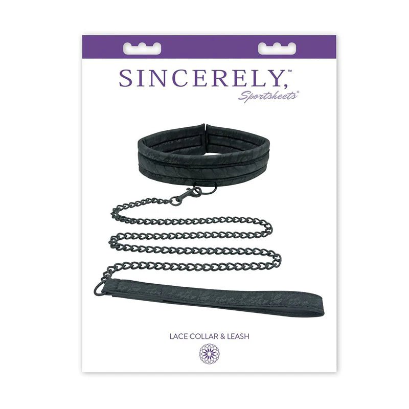 Sincerely, Sportsheets Lace Adjustable Collar & Leash Black - TruLuv Novelties