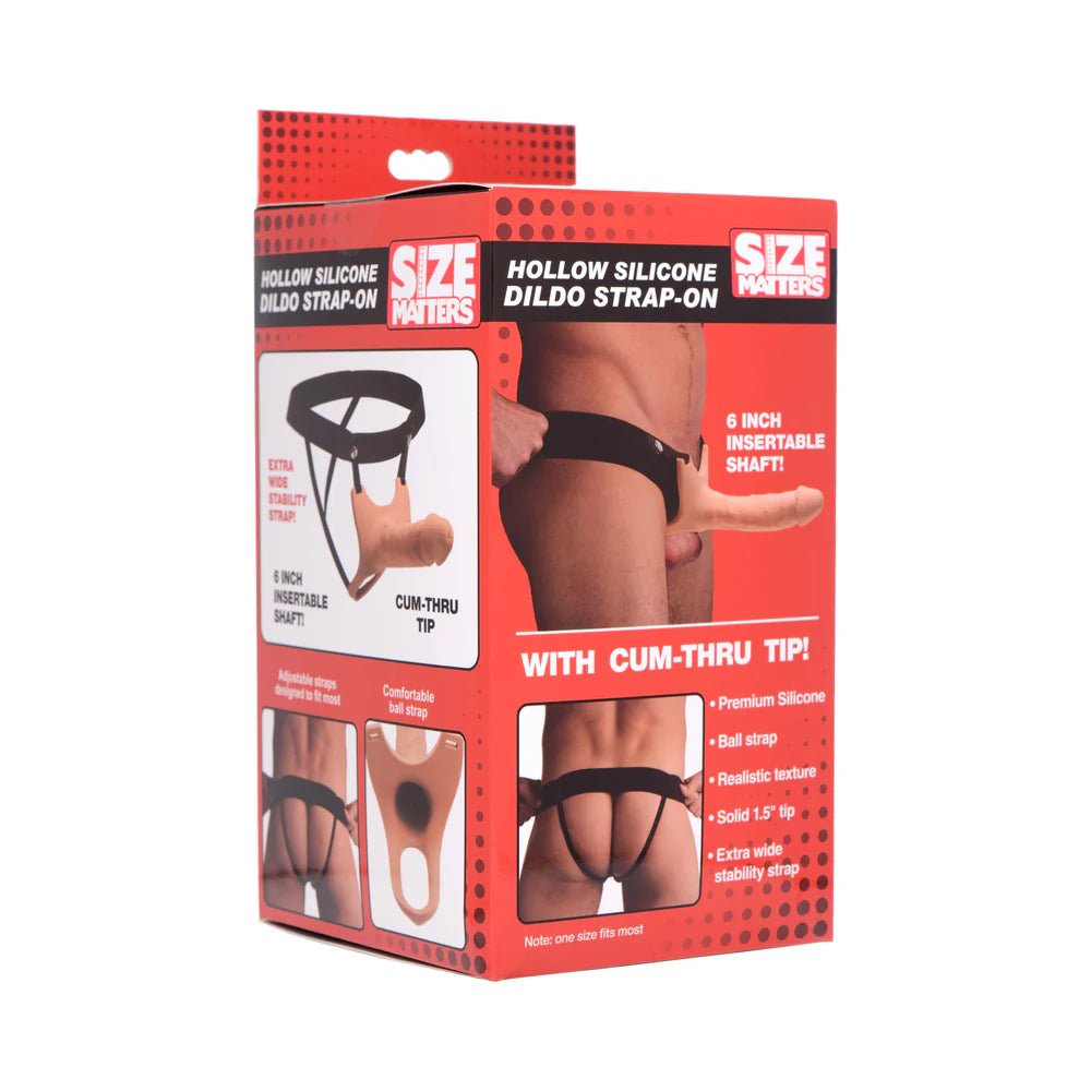 Size Matters Hollow Silicone Dildo Strap - On Beige - TruLuv Novelties