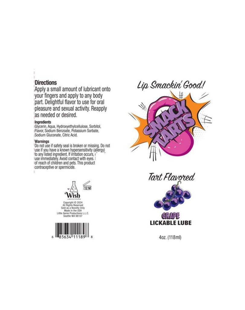 Smack Tarts 4oz Lickable Flavored Lubricant - Grape - TruLuv Novelties