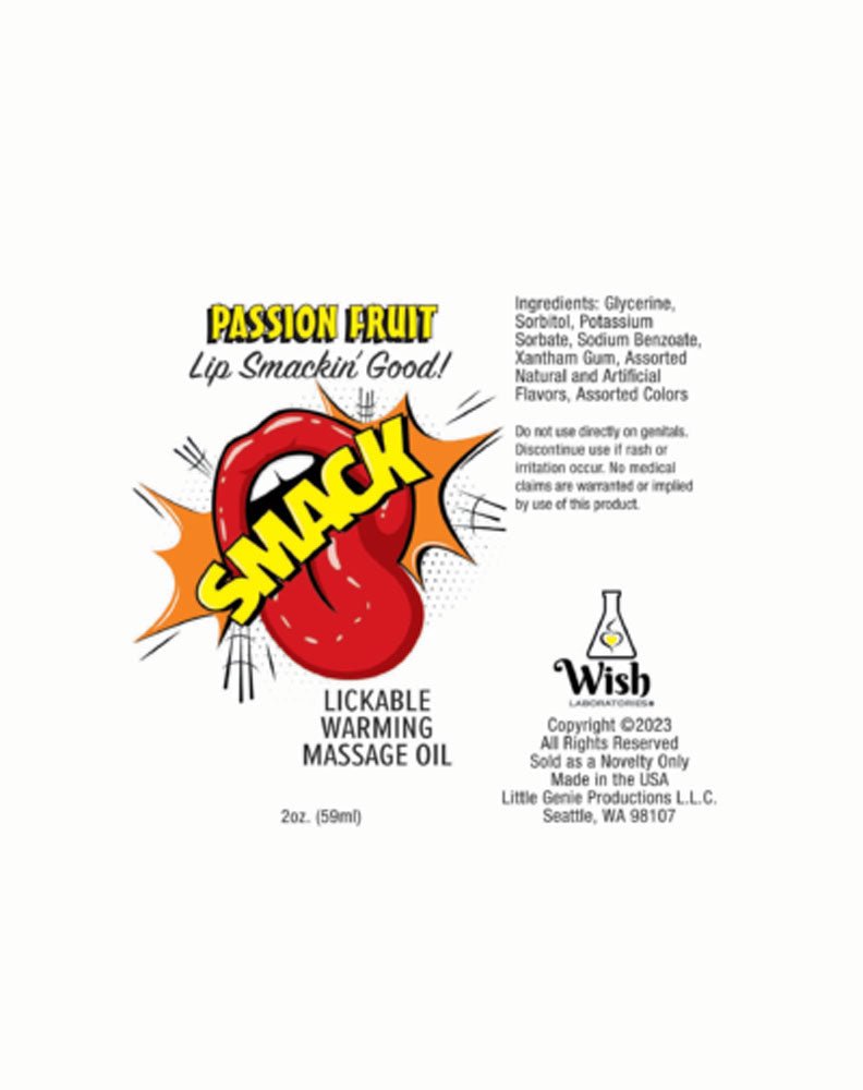 Smack Warming and Lickable Massage Oil - Passion Fruit 2 Oz - TruLuv Novelties