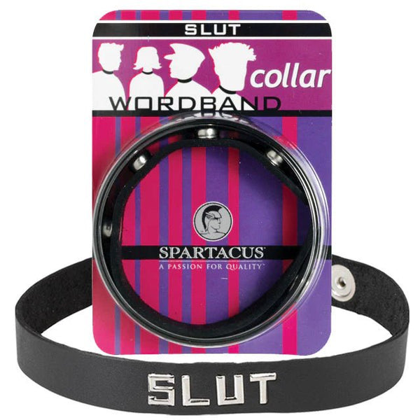 Small Leather Collar (Slut) - TruLuv Novelties