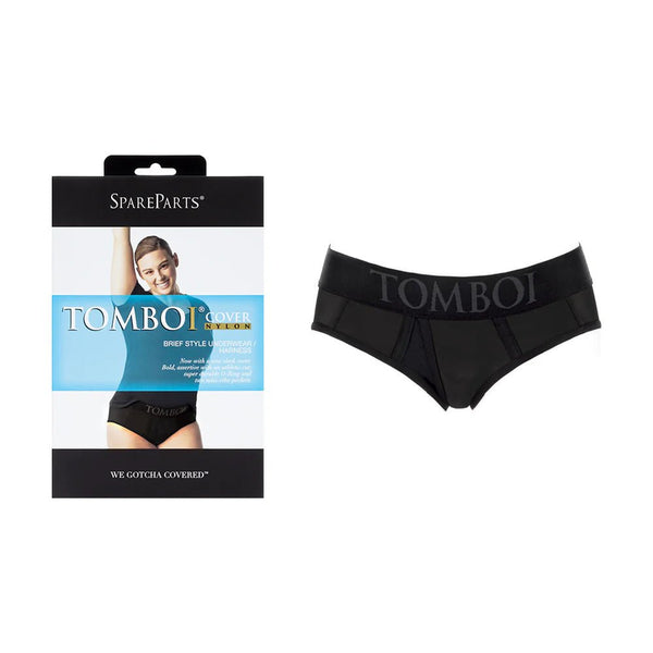 SpareParts Tomboi Cover Brief Style Underwear Harness Nylon Black/Black 5XL - TruLuv Novelties