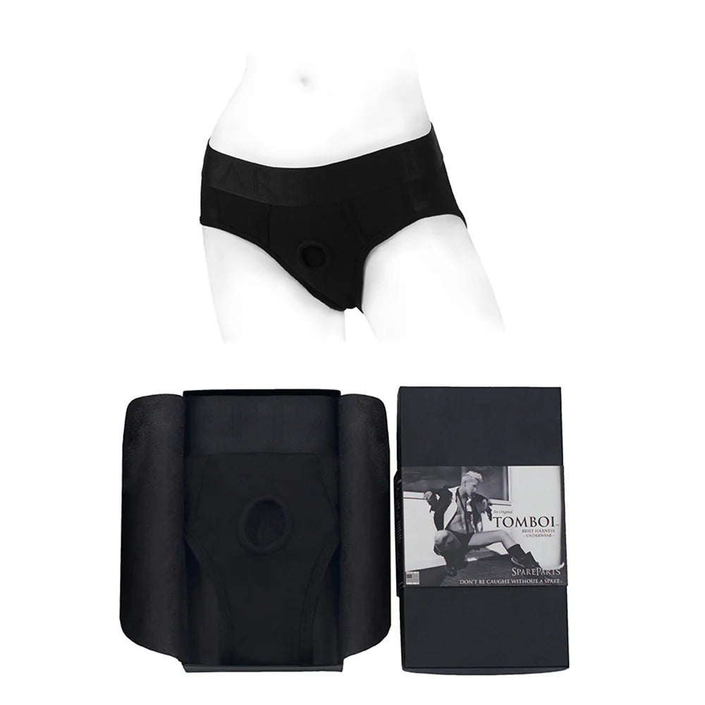 SpareParts Tomboi Rayon Briefs Harness Black Size XXS - TruLuv Novelties