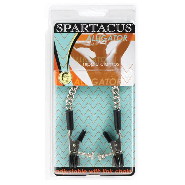 Spartacus Adjustable Nipple Clams With Curbed Chain Rubber Tipped - TruLuv Novelties