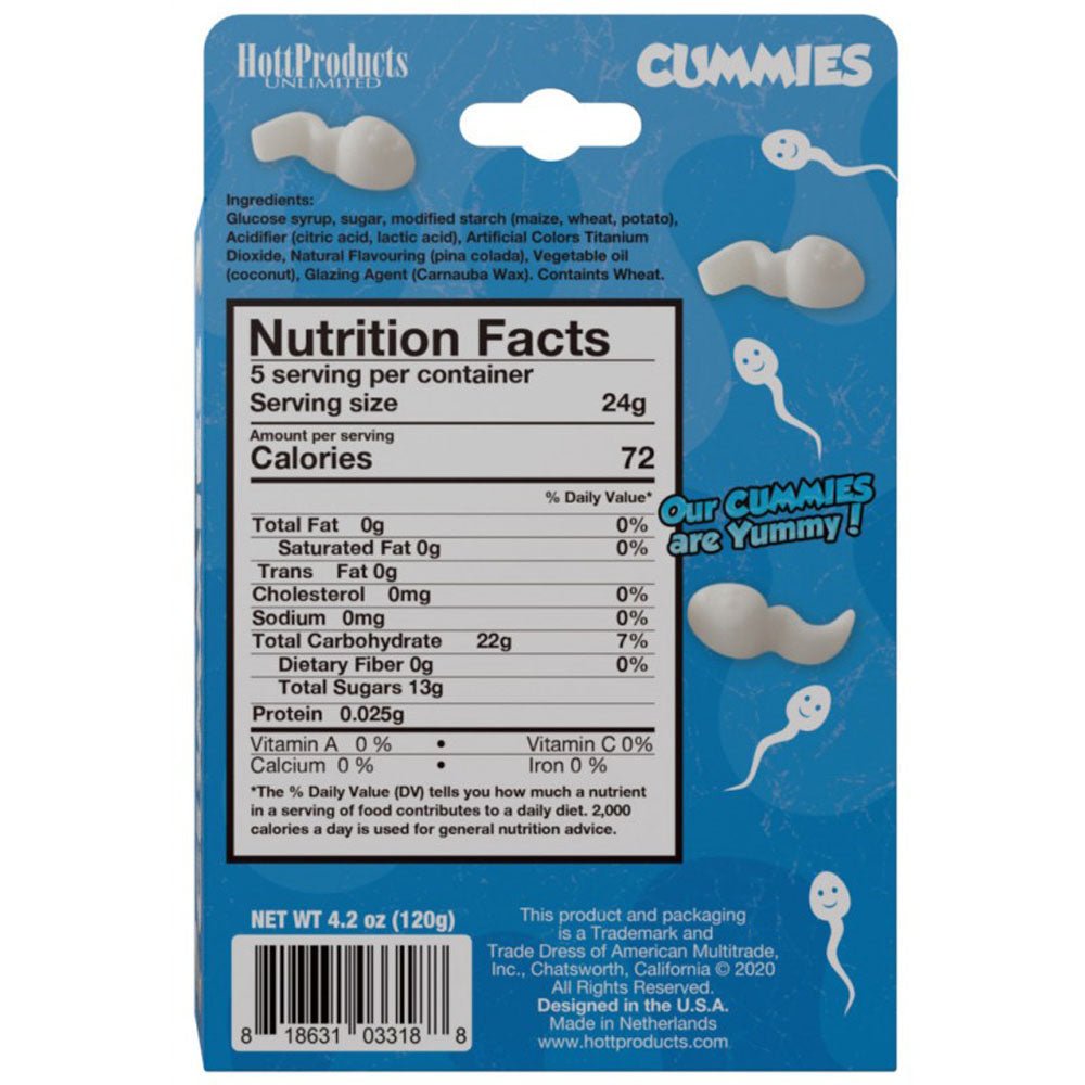 Sperm Shape Gummies Pina Colada Flavored 4.2oz - TruLuv Novelties