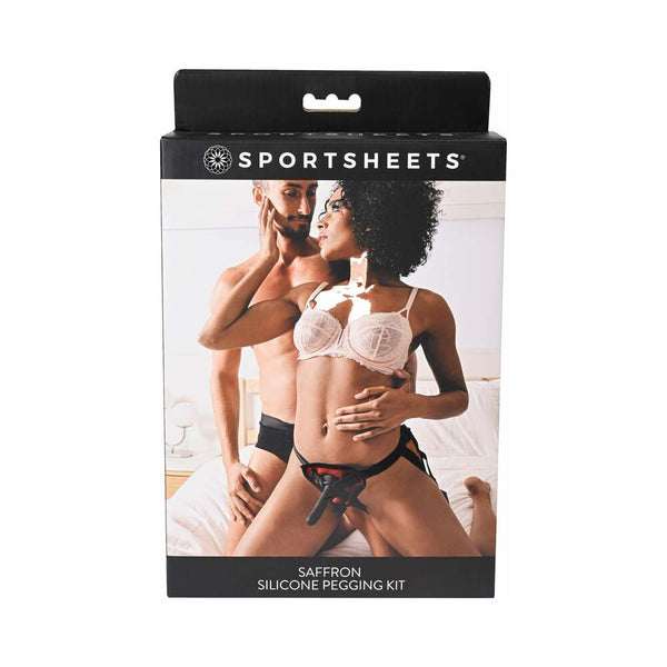 Sportsheets Saffron Silicone Pegging Kit with Adjustable Strap - On Harness & 5 in. Dildo - TruLuv Novelties