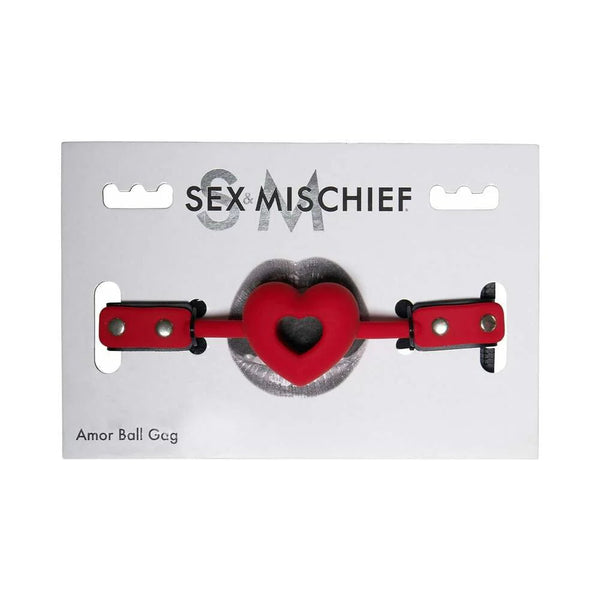 Sportsheets Sex & Mischief Amor Breathable Heart - Shaped Silicone Ball Gag Red - TruLuv Novelties