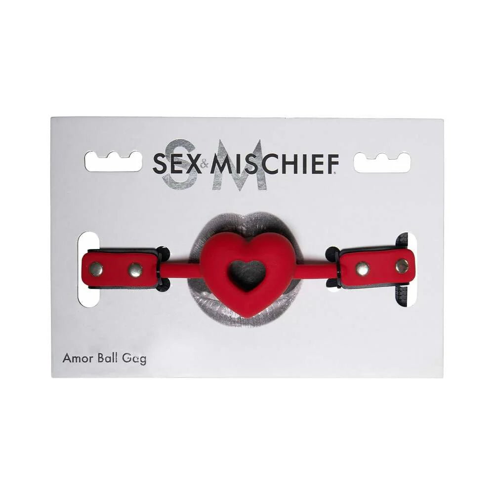 Sportsheets Sex & Mischief Amor Breathable Heart - Shaped Silicone Ball Gag Red - TruLuv Novelties