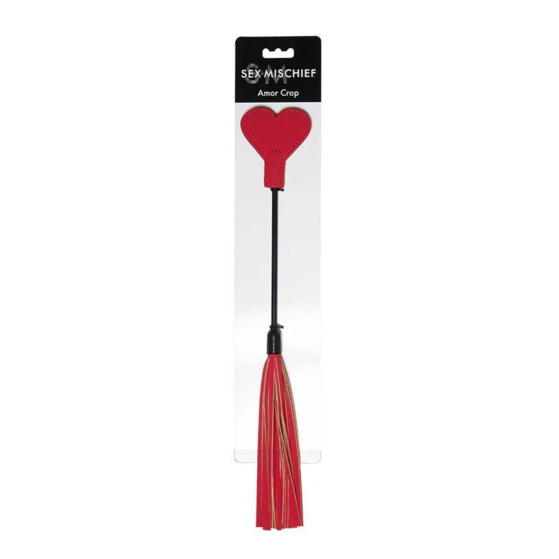 Sportsheets Sex & Mischief Amor Crop Heart - Shaped Dual - Ended Flogger Red - TruLuv Novelties