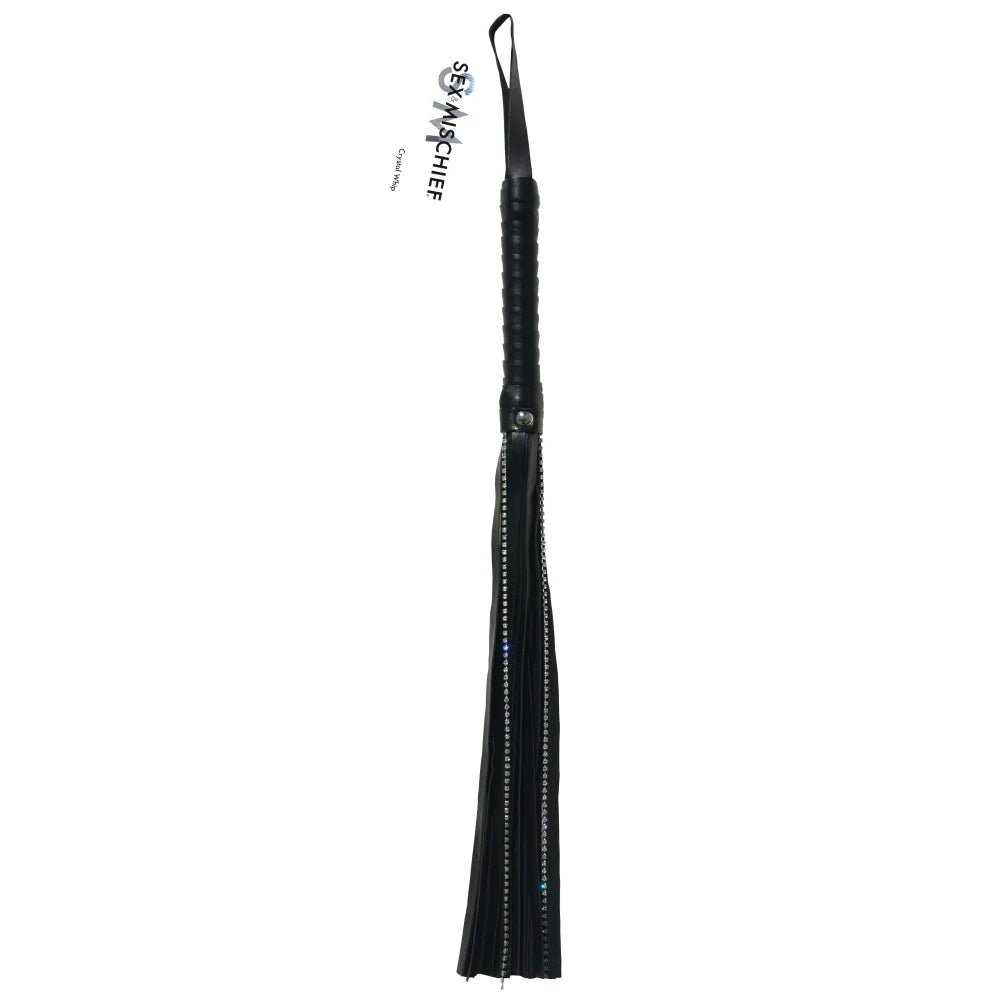 Sportsheets Sex & Mischief Crystal Whip Black - TruLuv Novelties