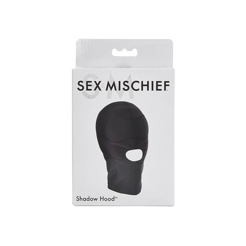 Sportsheets Sex & Mischief Shadow Hood Full - Head Mask with Open Mouth Black - TruLuv Novelties