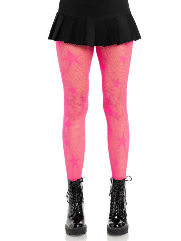 Star Net Tights - Os - Neon Pink - TruLuv Novelties