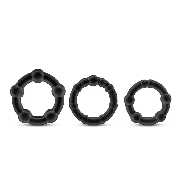 Stay Hard - Beaded Cock Rings - 3 Pack - Black - TruLuv Novelties