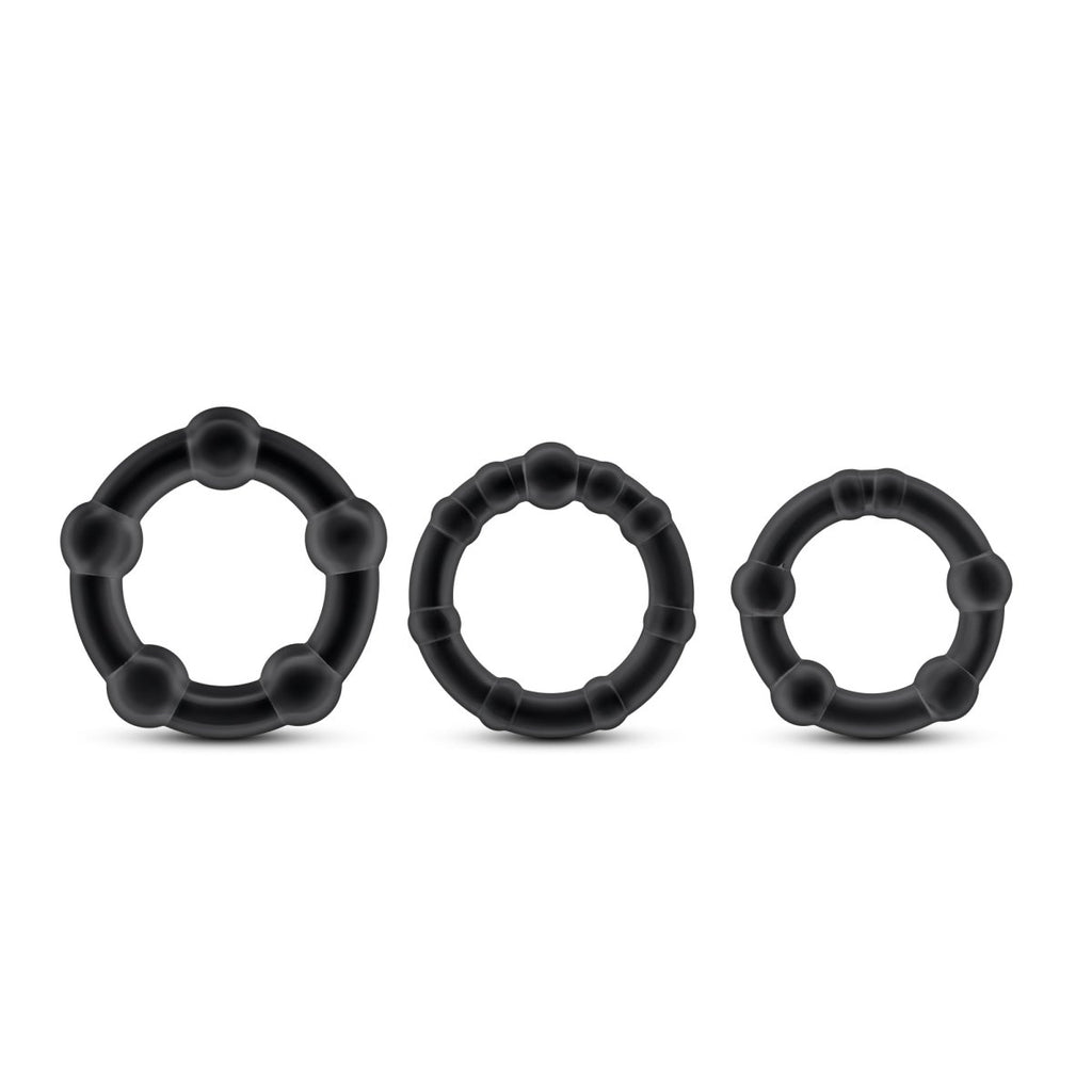 Stay Hard - Beaded Cock Rings - 3 Pack - Black - TruLuv Novelties