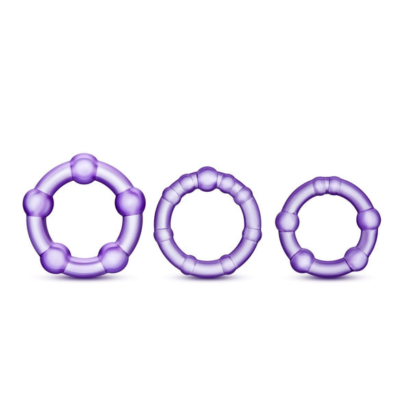 Stay Hard - Beaded Cock Rings - 3 Pack - Purple - TruLuv Novelties