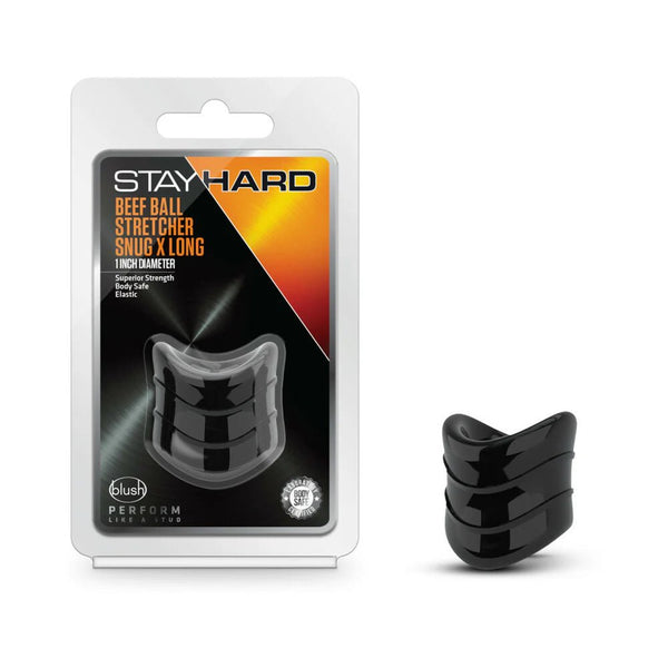 Stay Hard Beef Ball Stretcher Snug X Long 1 in. Black - TruLuv Novelties