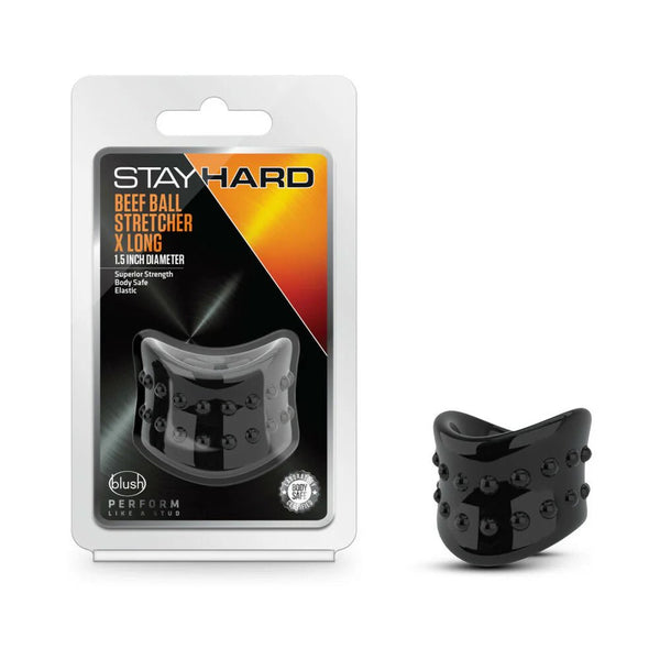 Stay Hard Beef Ball Stretcher X Long 1.5 in. Black - TruLuv Novelties