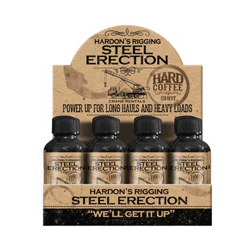 Steel Erection Hard Coffee Shot Display of 12 - TruLuv Novelties
