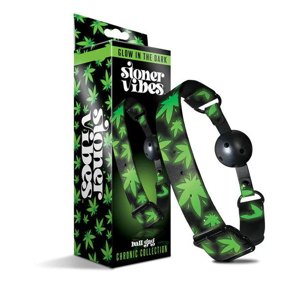 Stoner Vibes Chronic Collection Glow in the Dark Breathable Ball Gag - TruLuv Novelties