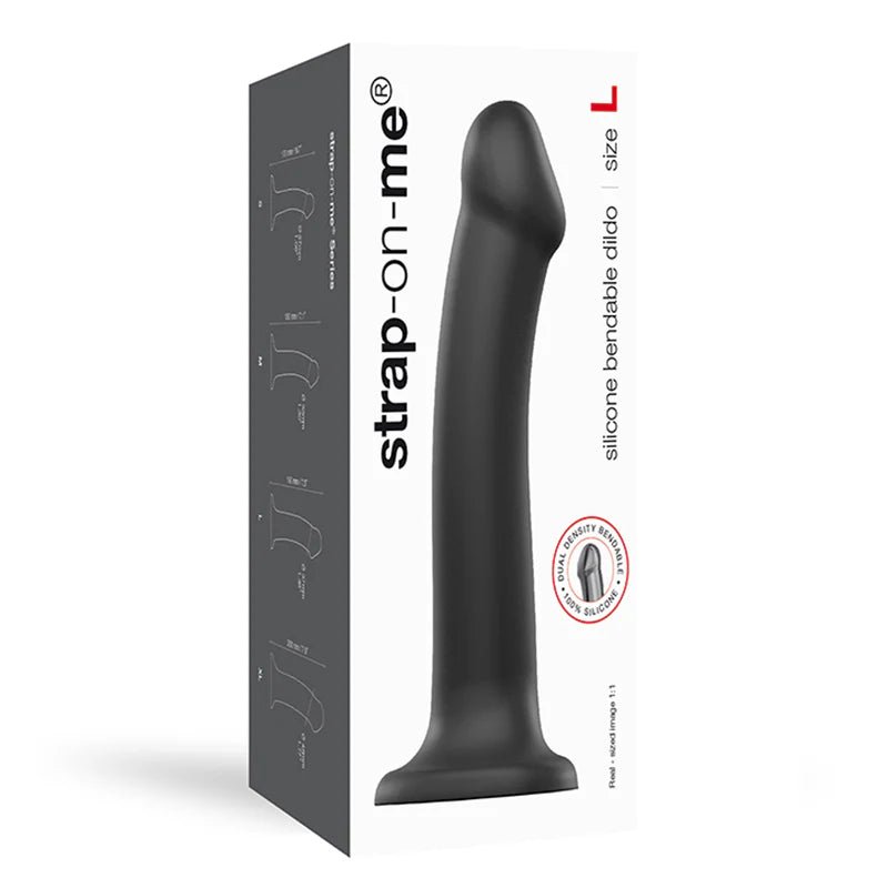 Strap - On - Me Bendable Dual - Density Silicone Dildo Black L - TruLuv Novelties
