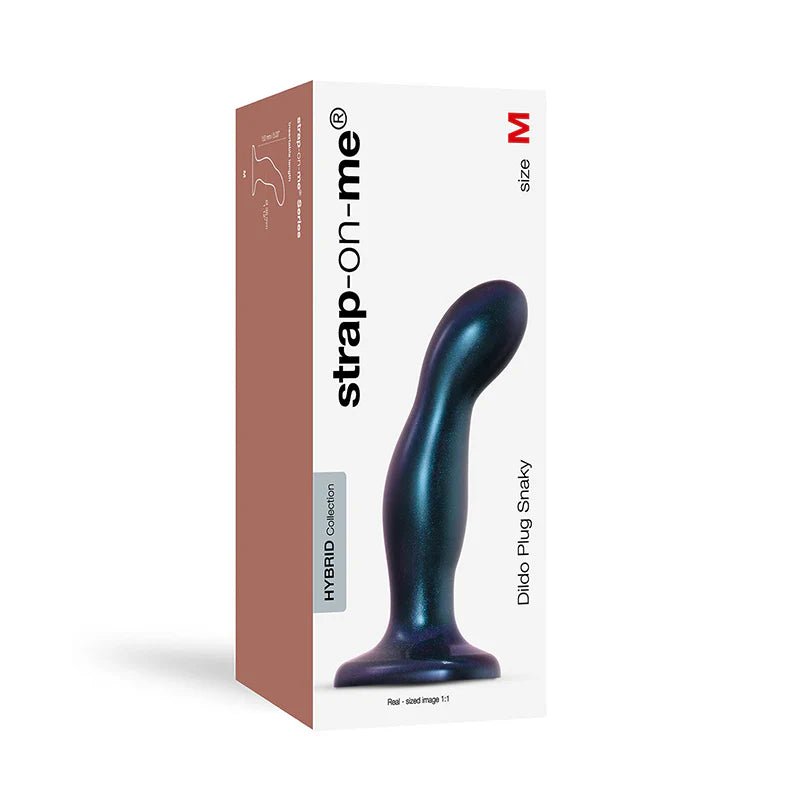 Strap - On - Me Hybrid Collection Dildo Plug Snaky Metallic Blue Medium - TruLuv Novelties