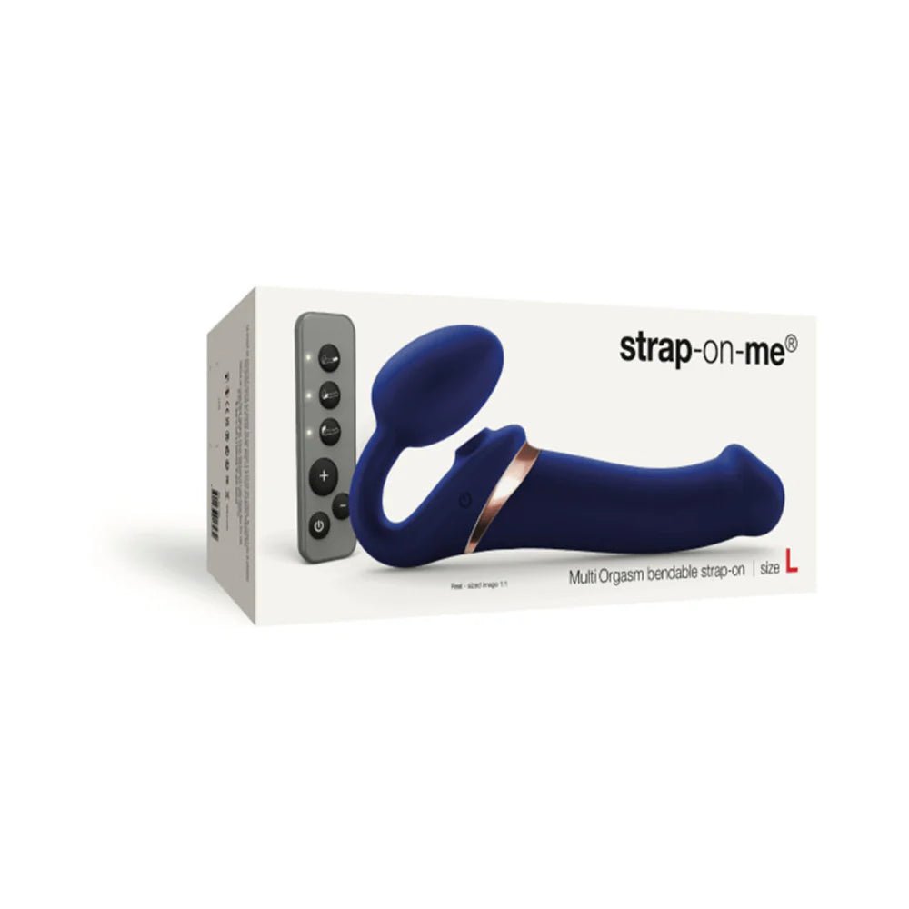 Strap - On - Me Rechargeable Remote - Controlled Multi Orgasm Bendable Strap - On Night Blue L - TruLuv Novelties