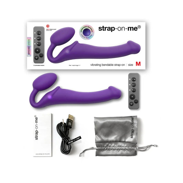 Strap - On - Me Rechargeable Remote - Controlled Silicone Vibrating Bendable Strap - On Purple M - TruLuv Novelties