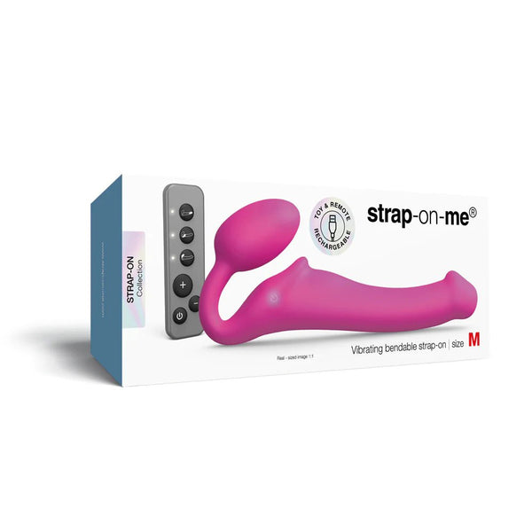 Strap - On - Me Vibrating Bendable Strap - On M Fuchsia - TruLuv Novelties