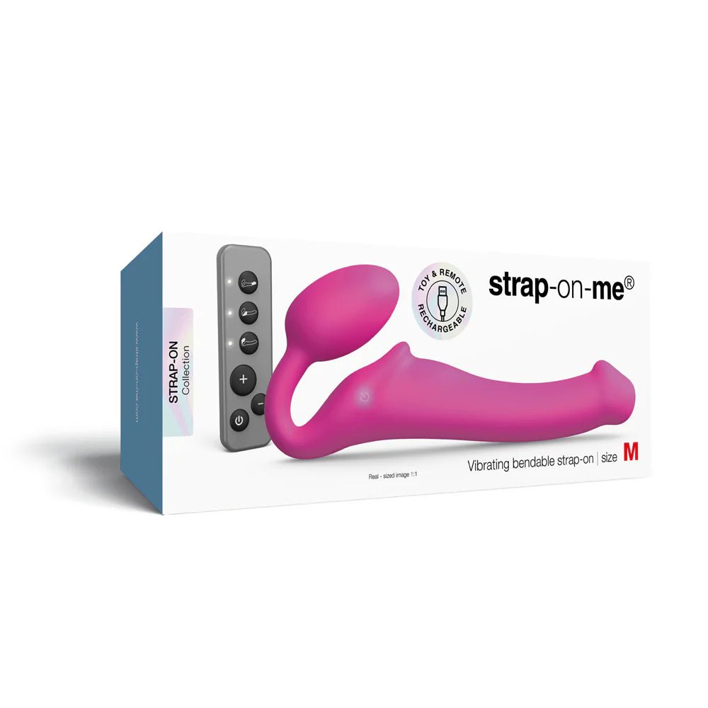 Strap - On - Me Vibrating Bendable Strap - On M Fuchsia - TruLuv Novelties