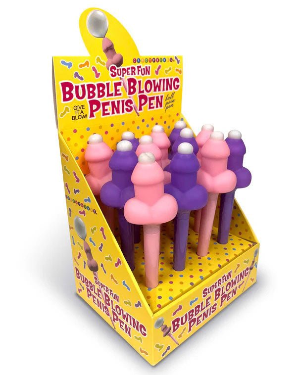 Super Fun Penis Bubble Blowing Penis Pen - Display of 12ct - TruLuv Novelties