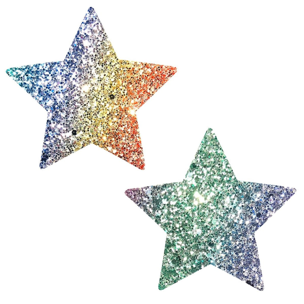 Super Sparkle Rock Kandi Chunky Rainbow Glitter Starry Nights Nipztix Pasties - TruLuv Novelties