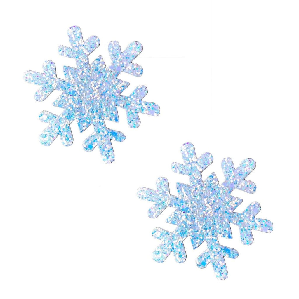 Super Sparkle White Chunky Glitter Snowflake Nipple Cover Pasties - TruLuv Novelties