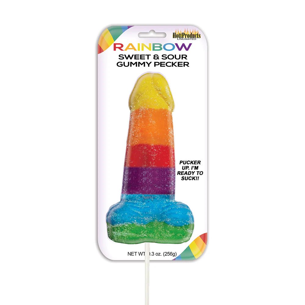 Sweet & Sour Jumbo Rainbow Gummy Cock Pop - TruLuv Novelties