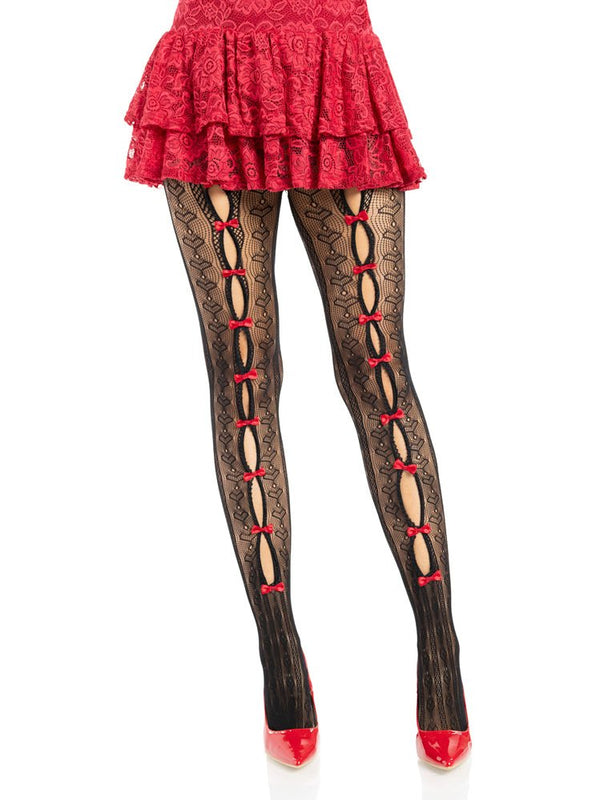 Sweetheart Striped Tights - Os - Black/red - TruLuv Novelties
